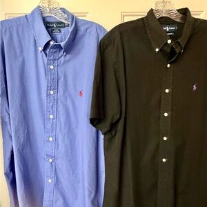 Polo Ralph Lauren Shirt Men's Large Button Down Shirts Lot Of 2 Blue Black L SS